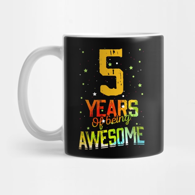 5th Birthday Girl Gift Vintage Retro 05 Years Of Being Awesome Gifts Funny 5 Years Old Boys Kids by nzbworld